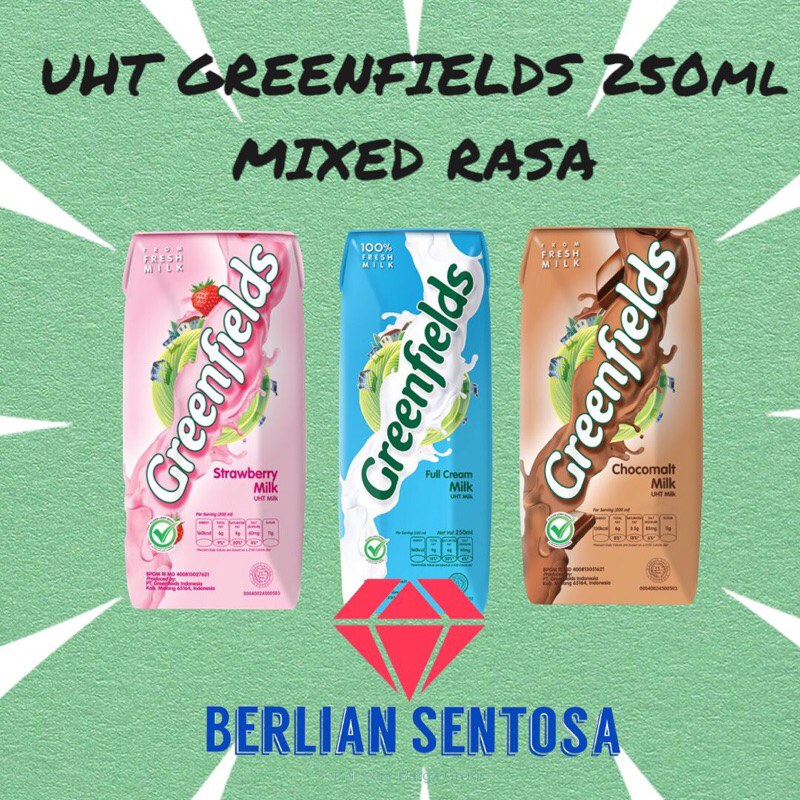 Jual Susu uht greenfields 250ml Mixed rasa | Shopee Indonesia