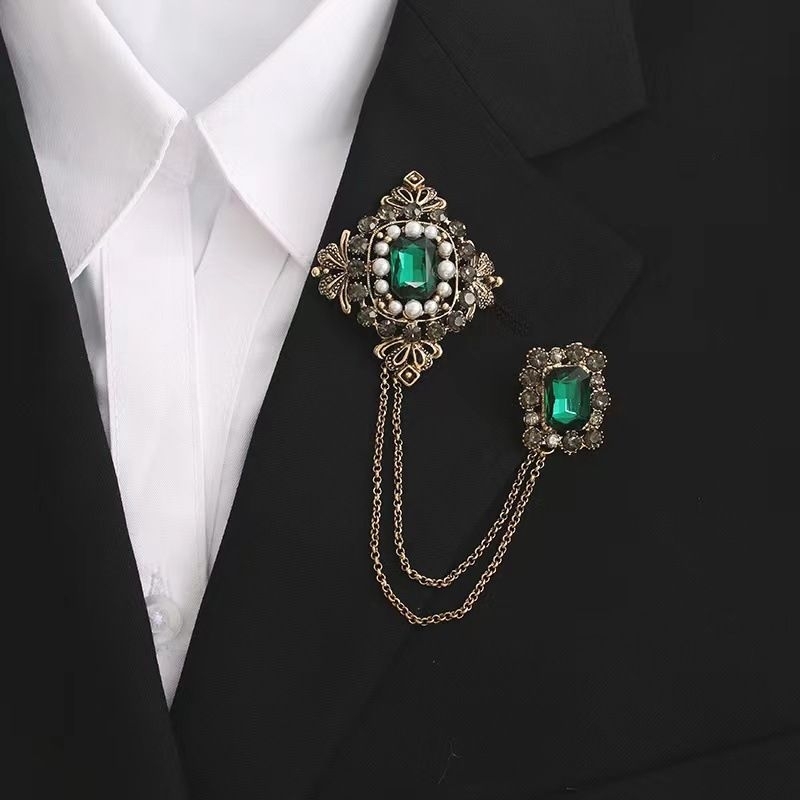 Jual bros pin gaya retro aksen rantai rumbai aksesoris jas blazer lapel ...
