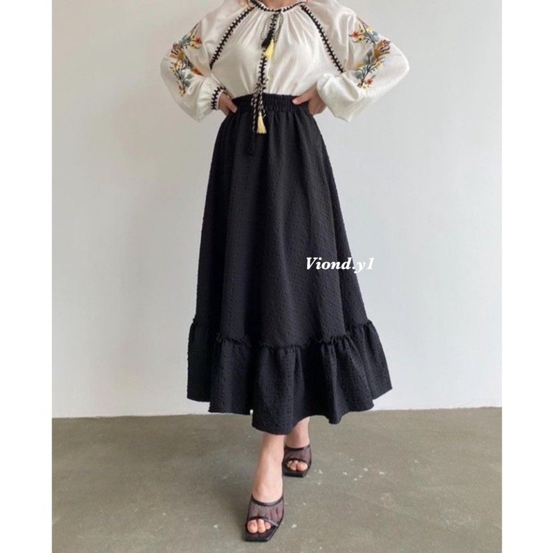 Jual rok korea / skirt wanita / long skirt bahan kringkel import 117