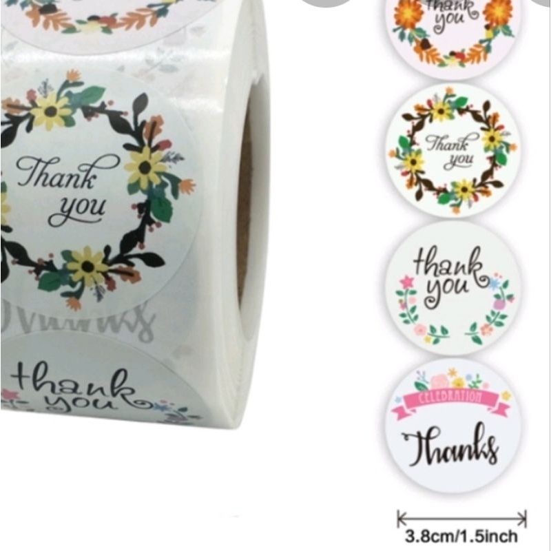 Jual Sticker Thank You Stiker Label Kue Thank You Besar 3.8cm 100pcs ...