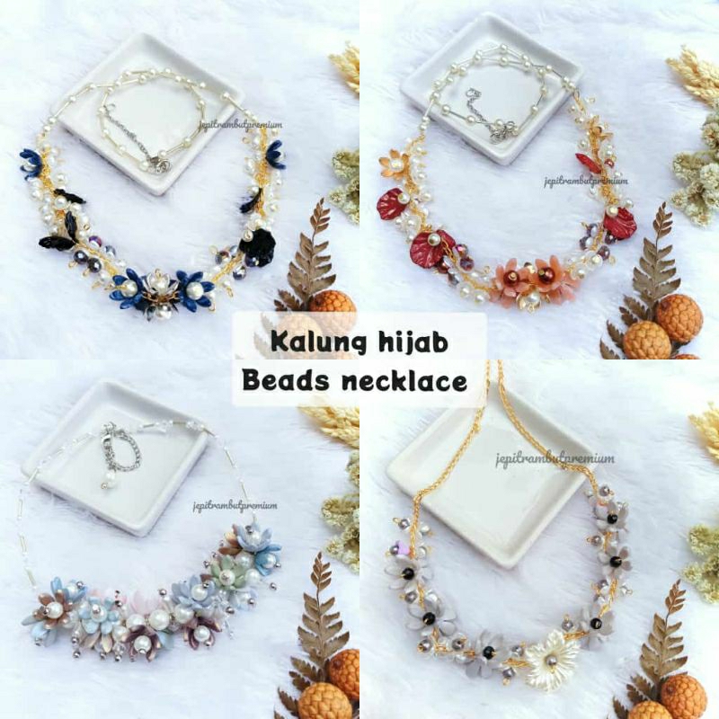 Jual Premium Beads Necklace Handmade Kalung Hijab Party Kalung