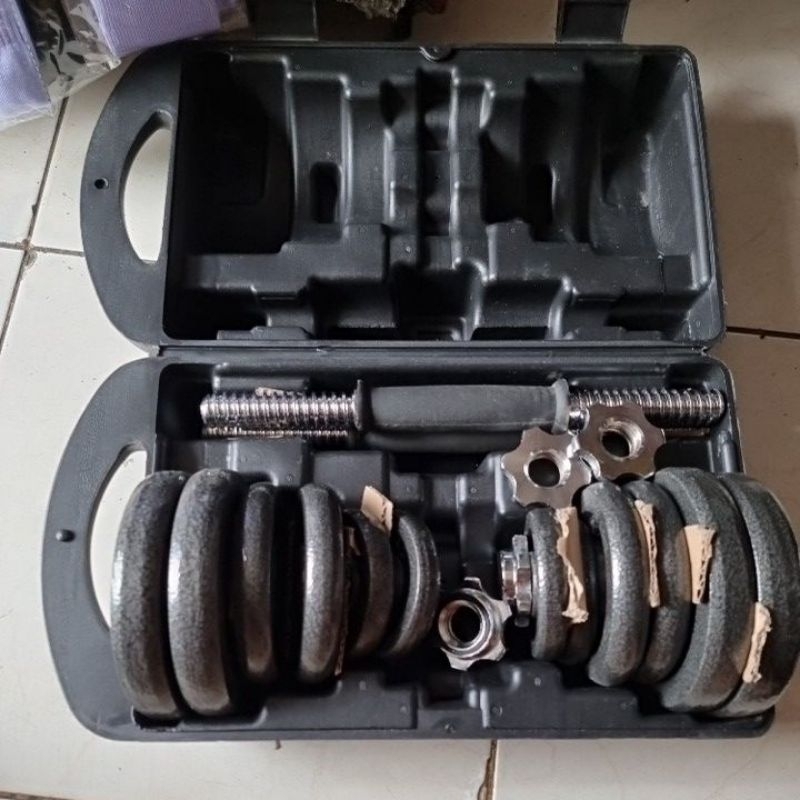 Jual Dumbell Barbel Set Box Full 20kg besi padat.Jaminan Termurah ...