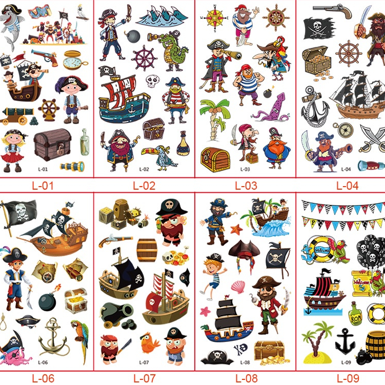 Jual Sticker tato anak tato temporer stiker tato lucu pirate bajak laut ...
