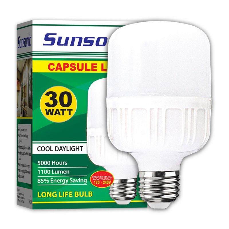 Jual SUNSONIC BOHLAM LED CAPSULE TABUNG 30 WATT CAHAYA PUTIH / BOLA ...