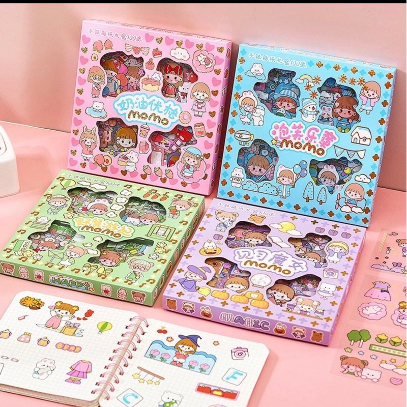Jual STIKER MOMO ISI 100 LBR /DECO AESTHETIC/STIKER LUCU/MAINAN