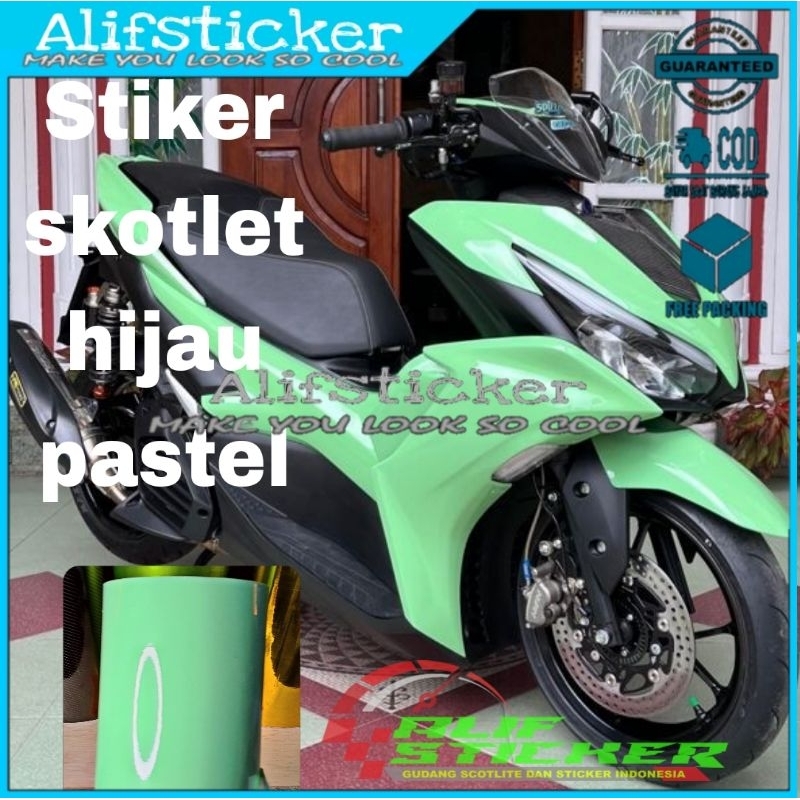 Jual Stiker Skotlet Hijau Pastel Scotlite Motor Warna Hijau Muda Glossy