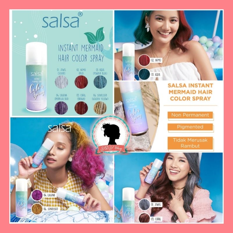 Jual salsa mermaid hair spray pewarna rambut instan semir cat rambut ...