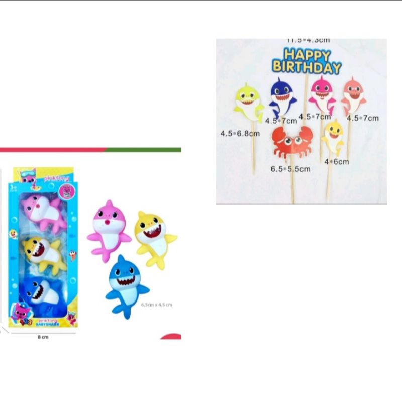 Jual Topper Baby Shark set,Hiasan Kue Baby Shark Kertas,Hiasan Baby