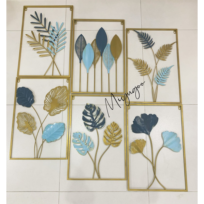 Jual Walldecor Besi Wall Decor Besi Nordic X Hiasan Dinding Frame Metal Gold Daun Leaf