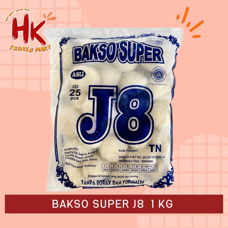 Jual Bakso Super J8 1kg Isi 25 Butir Baso Sapi Campur Ayam Basreng