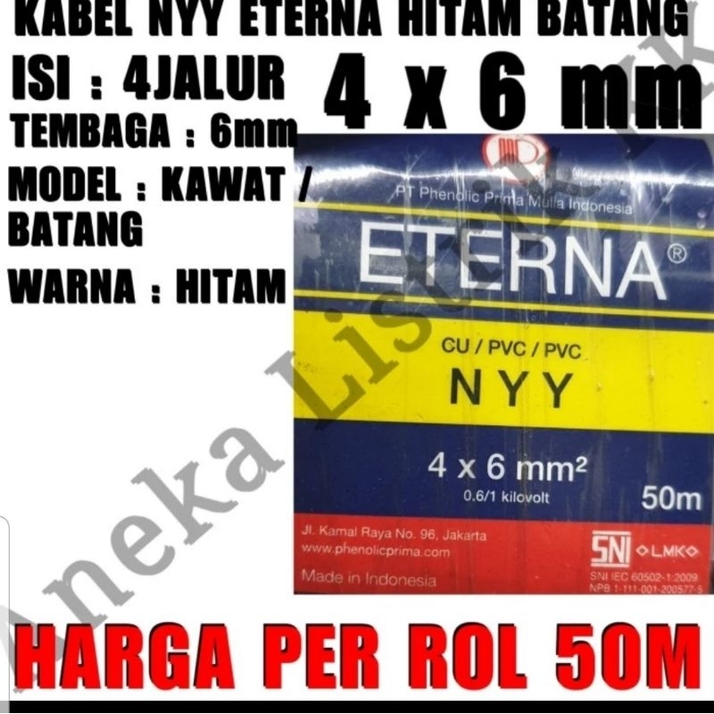 Jual Eterna Kabel Nyy X M Harga Per Rol Hitam Batang Tembaga Nyy