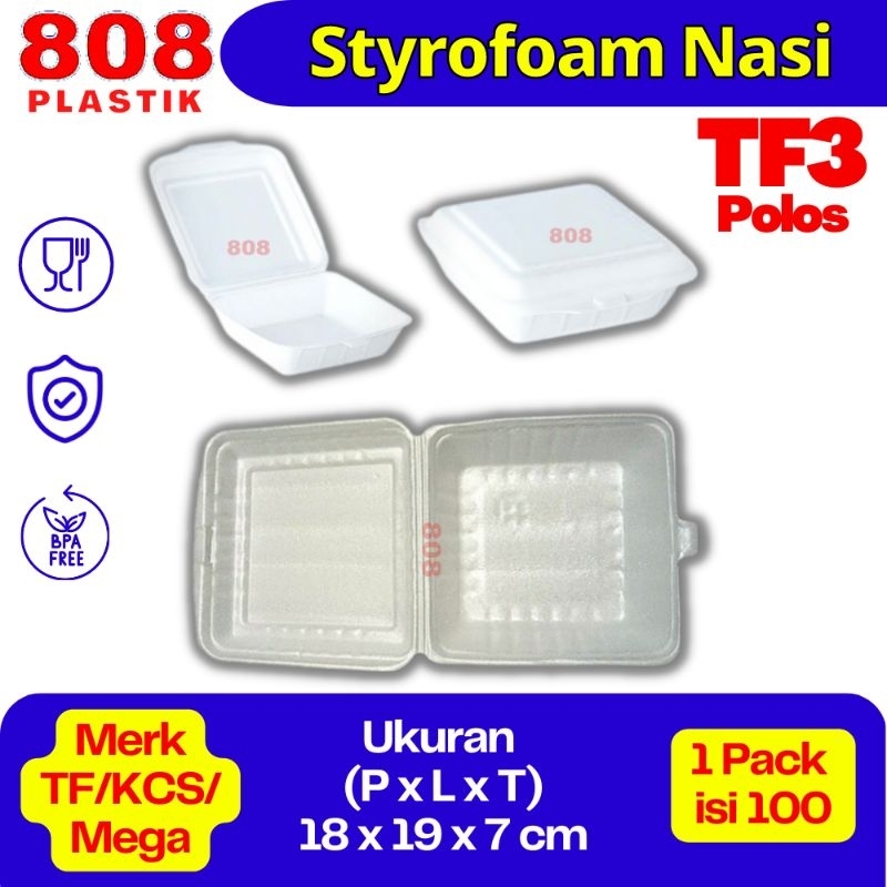 Jual Styrofoam Nasi TF3 / Sterofoam / Gabus Kotak Makanan / Lunch Box ...