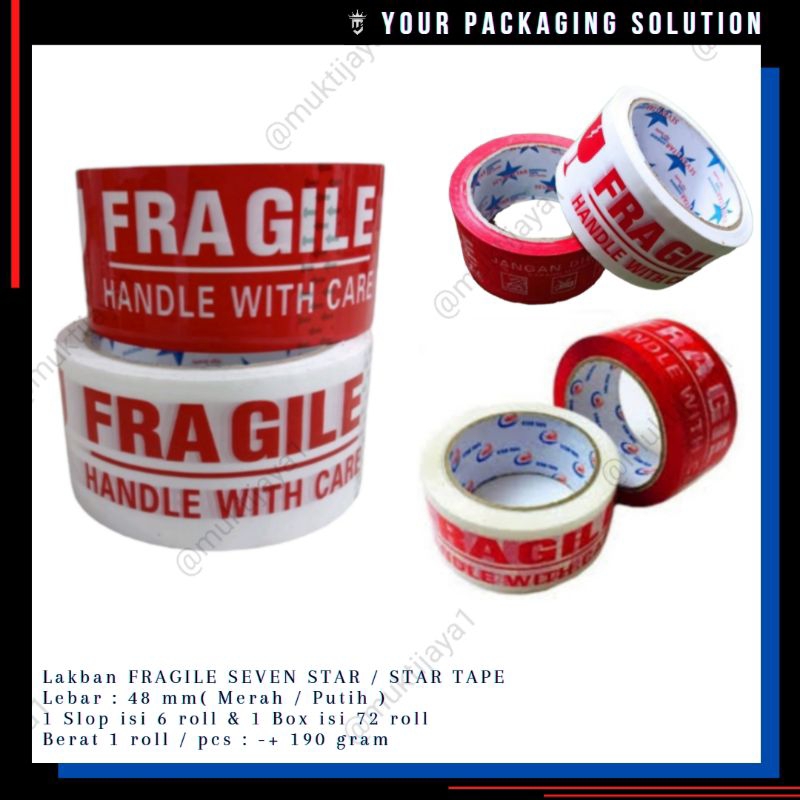 Jual Lakban Fragile Startape Seven Star Shopee Indonesia