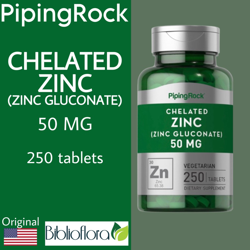 Jual Piping Rock Chelated Zinc Gluconate 50 mg 250 Tablet Vegetarian