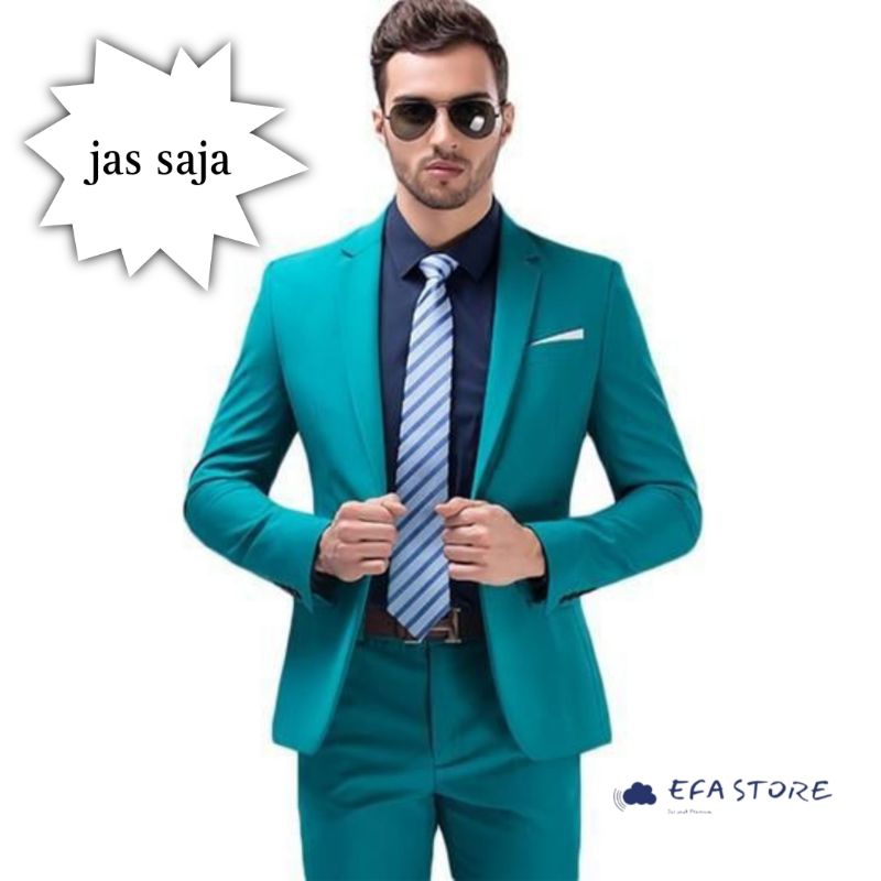 Jual JAS BLAZER PRIA WARNA HIJAU TOSCA | setelan jas pria hijau tosca
