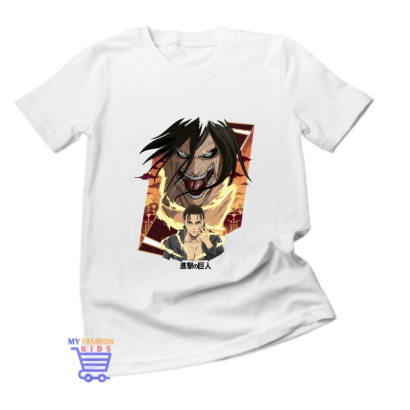 Jual Kaos Anak Custom Gambar Attack On Titan Eren Jaeger Baju Anime ...