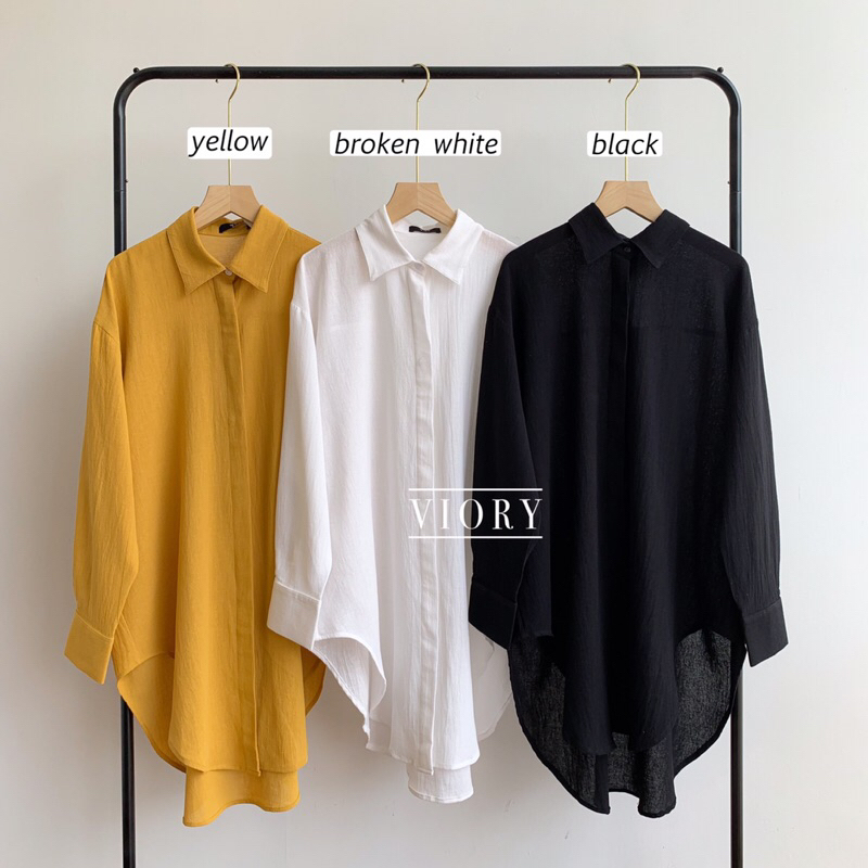 Jual LINEN OVERSIZE TUNIK / Tunik Kuning / Kemeja Kerja polos / Hitam ...