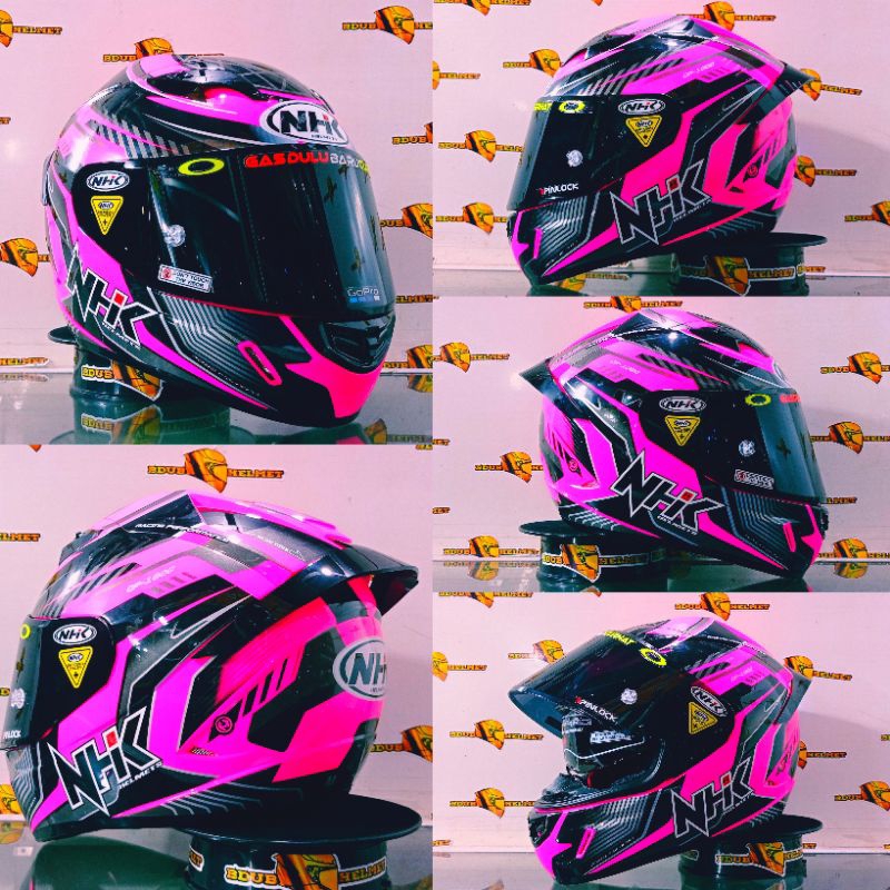 HELM NHK GP1000 NXRS MOTIF RED/BLACK/WH PAKET GANTENG 100%SNI-DOT