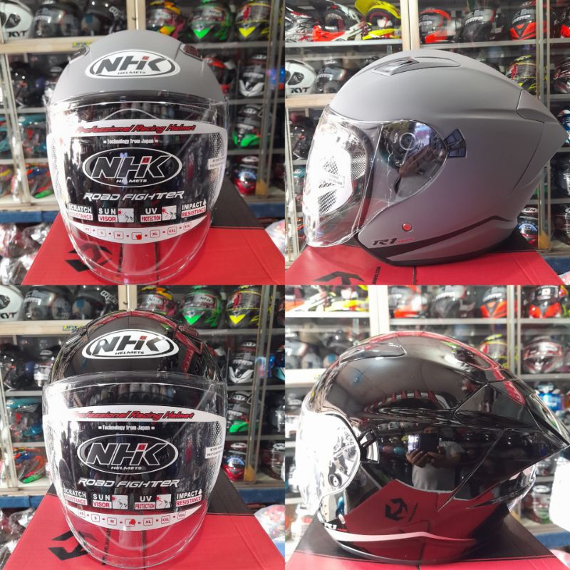 Jual Helm NHK R1 MAX SOLID BLACK GLOSSY|BLACK DOFF| DIM GREY DOFF|DIM ...
