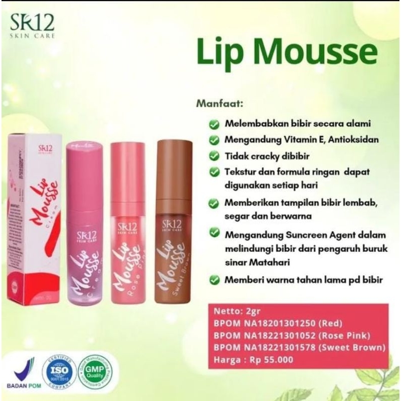 Jual SR12 Lip Mousse Cream / Lip tint awet / Lip tint halal / Pewarna