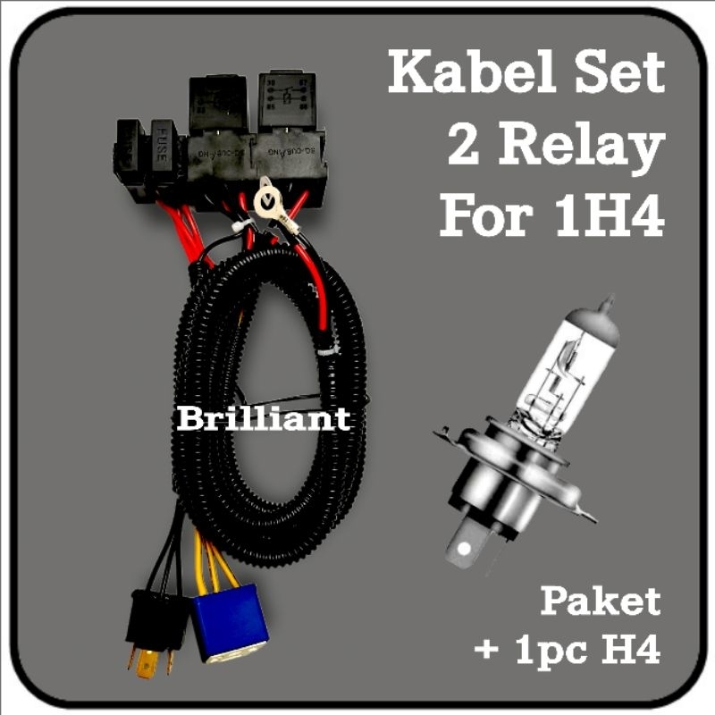 Jual Kabel Set Relay Lampu - 2 Relay 1 Lampu - Khusus Motor Pemakai H4