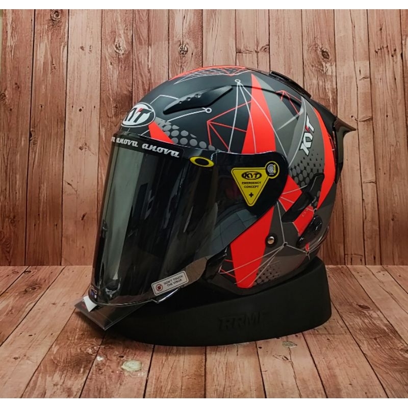 Jual KYT GALAXY FLAT R MATRIX RED PAKET GANTENG VISOR IRIDIUM HELM