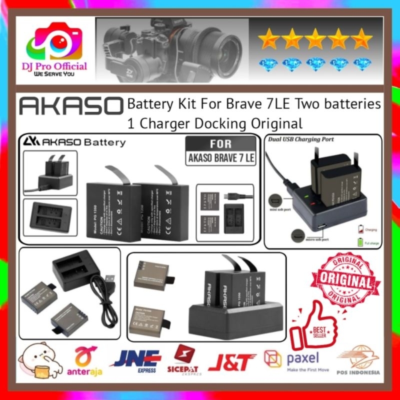 Jual Akaso Battery kit Brave 7 LE Dual Two Battery One Docking Charger