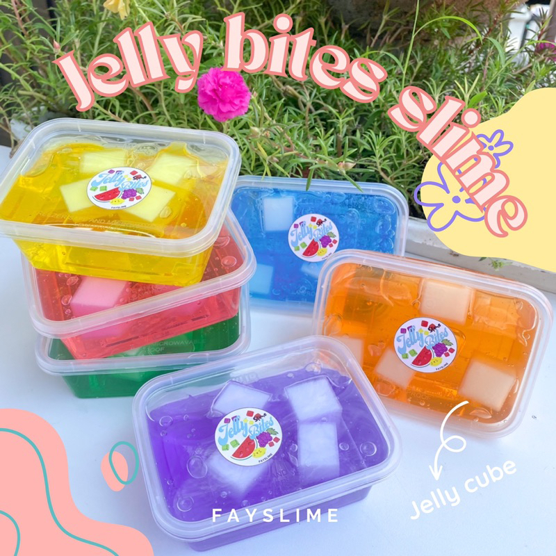 Jual Jelly Bites slime with jelly cube| jelly clear slime | jelly slime ...