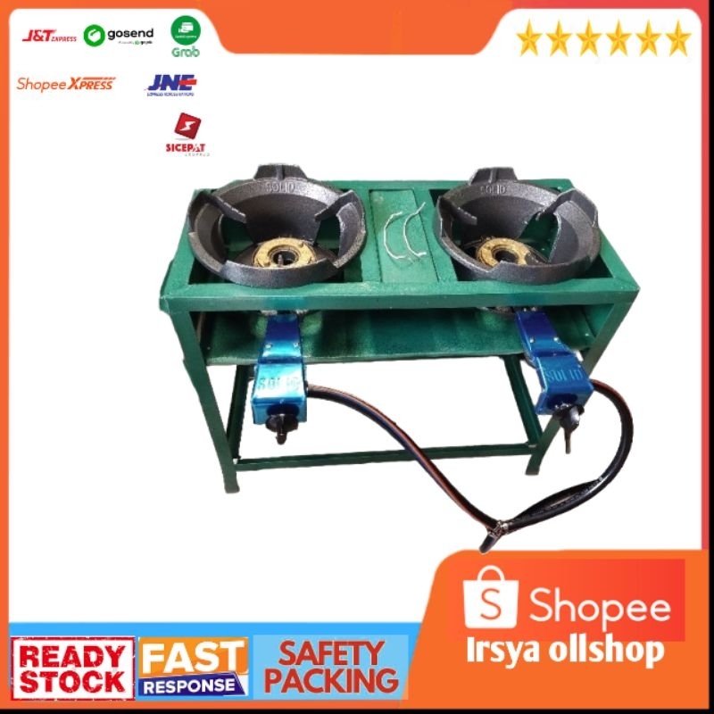 Jual kompor gas api besar 2 tungku merek solid kompor gas high pressure
