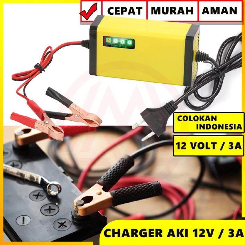 Jual Alat Cas Aki / charger aki motor mobil Car Truck Motorcycle Battery Charger  12V 2A 2 Varian LED