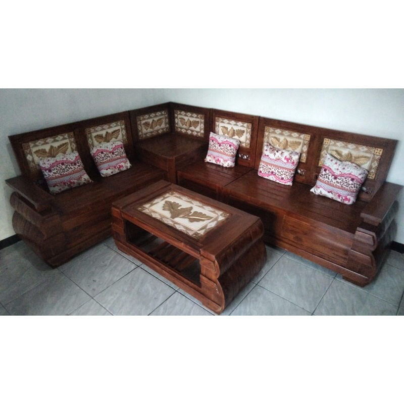 Jual KURSI TAMU SUDUT DOMINI UKURAN BESAR MODEL BARU FULL KAYU JATI ...
