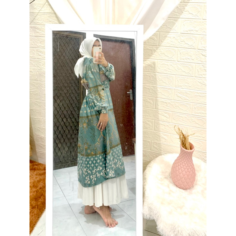 Sage Green Premium Cotton Tiered Tunic with Artisanal White Embroidery – Premium Ethnic Tops (Medium - 2XL) main image 1