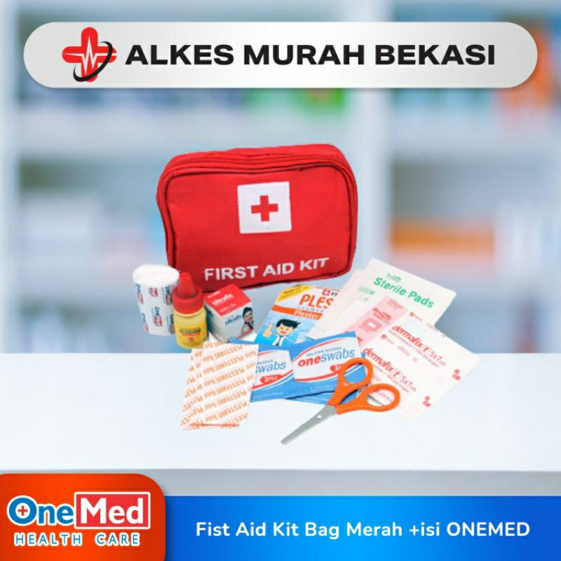 Jual ONEMED First Aid Kit Bag Merah + Isi / Kotak P3K Onemed / Kotak