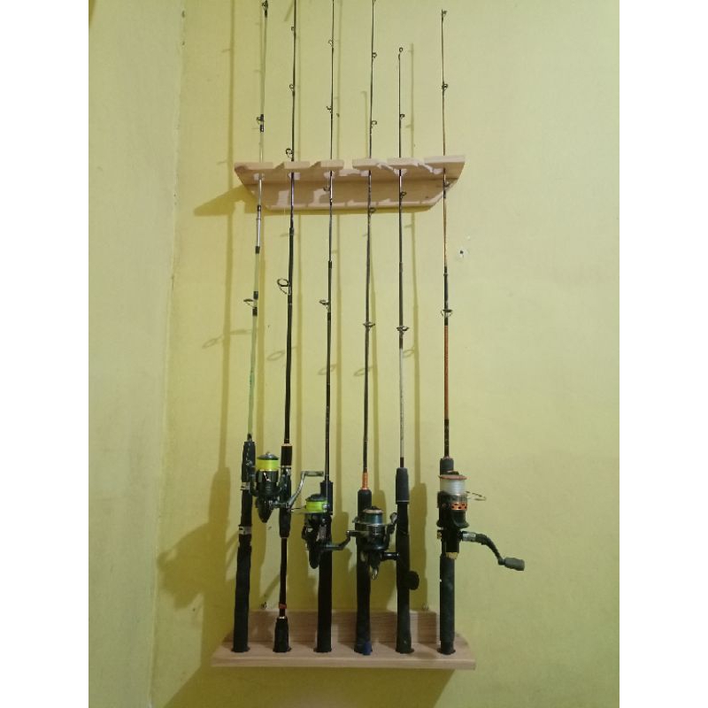 Jual Rak Joran Pancing Dinding Kayu Jati Belanda | Shopee Indonesia