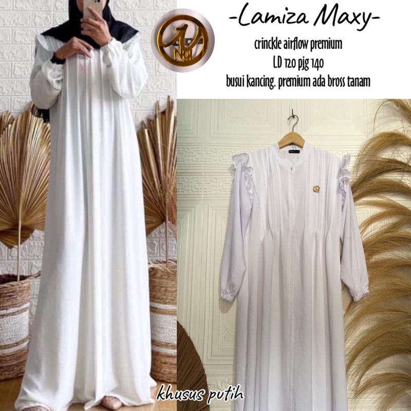 Jual Gamis Kringkel Crinkle Putih Polos Tebal Sholat Ied Lebaran Murah Terbaru Gamis