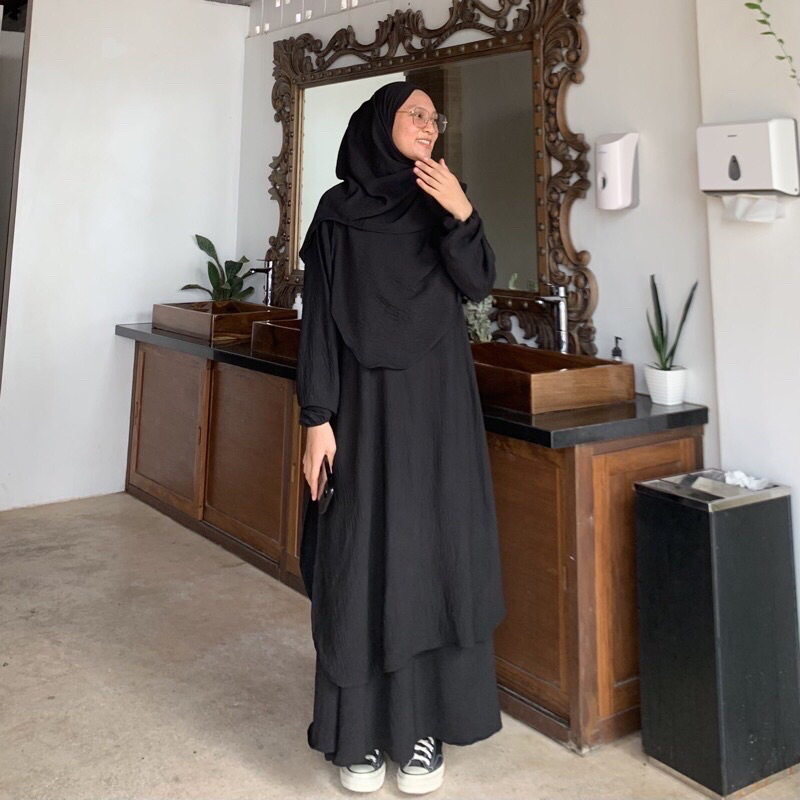Jual HAMEEDA SET TUNIK DAN ROK BAHAN AIRFLOW SET JUMBO | Shopee Indonesia