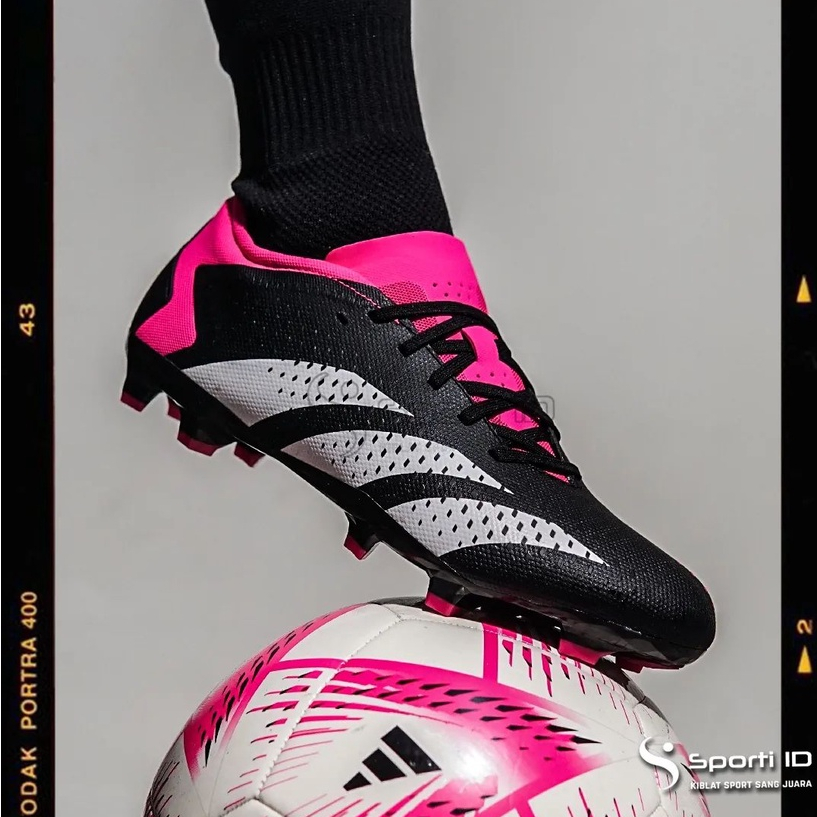 Sepatu Bola Adidas Predator L FG Black White Pink GW4602  Original