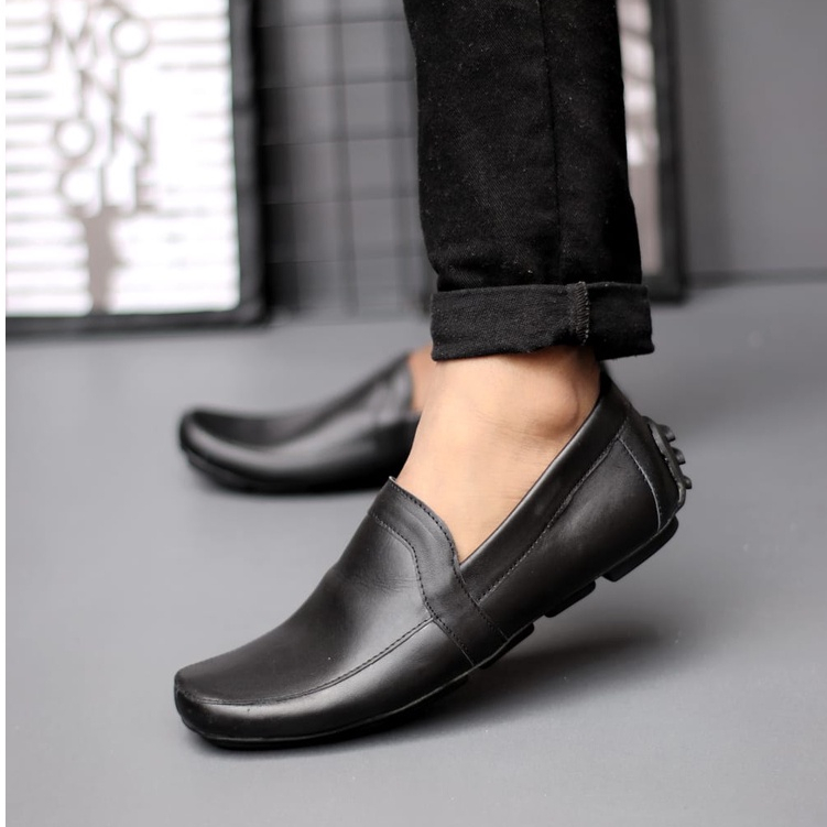 Jual Grandable Sepatu Slip On Kulit Asli Pria Kerja Santai Polazz Hitam Coklat Shopee