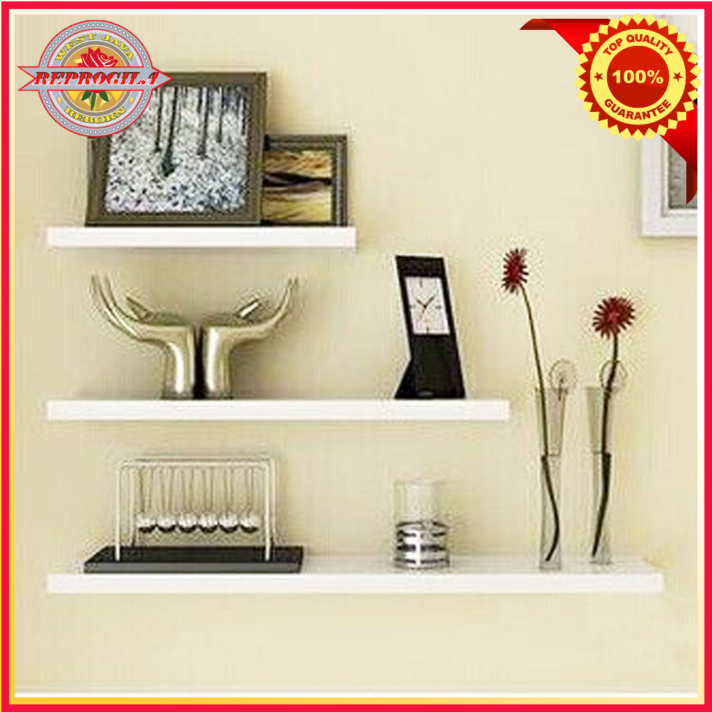 Jual Rak dinding minimalis, ( 1 Set 20-30-40 cm ), Rak dinding tempel ...