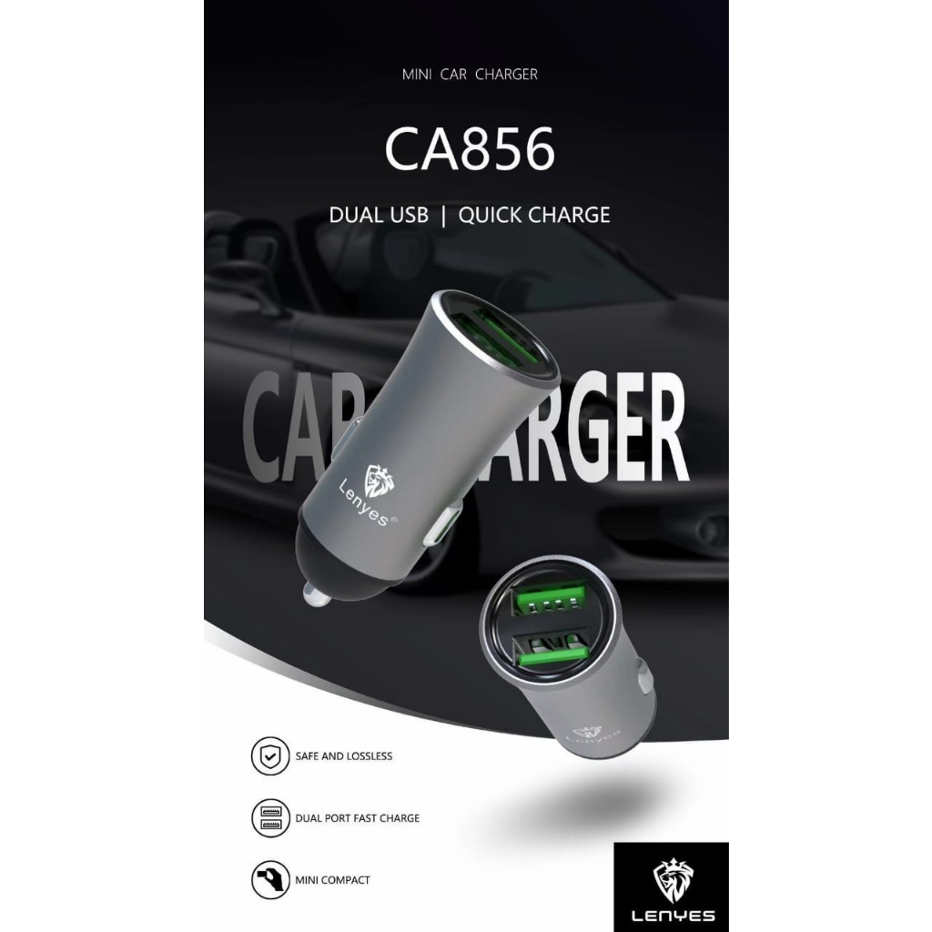 Jual Car Charger LENYES CA856 Charger Mobil Fast Charging 2 USB 2.4A ...