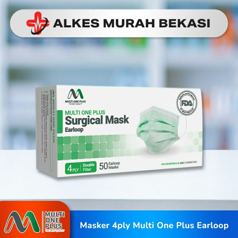 Jual Surgical Mask 4ply Multi One Plus / Masker Earloop / Masker Hijab ...