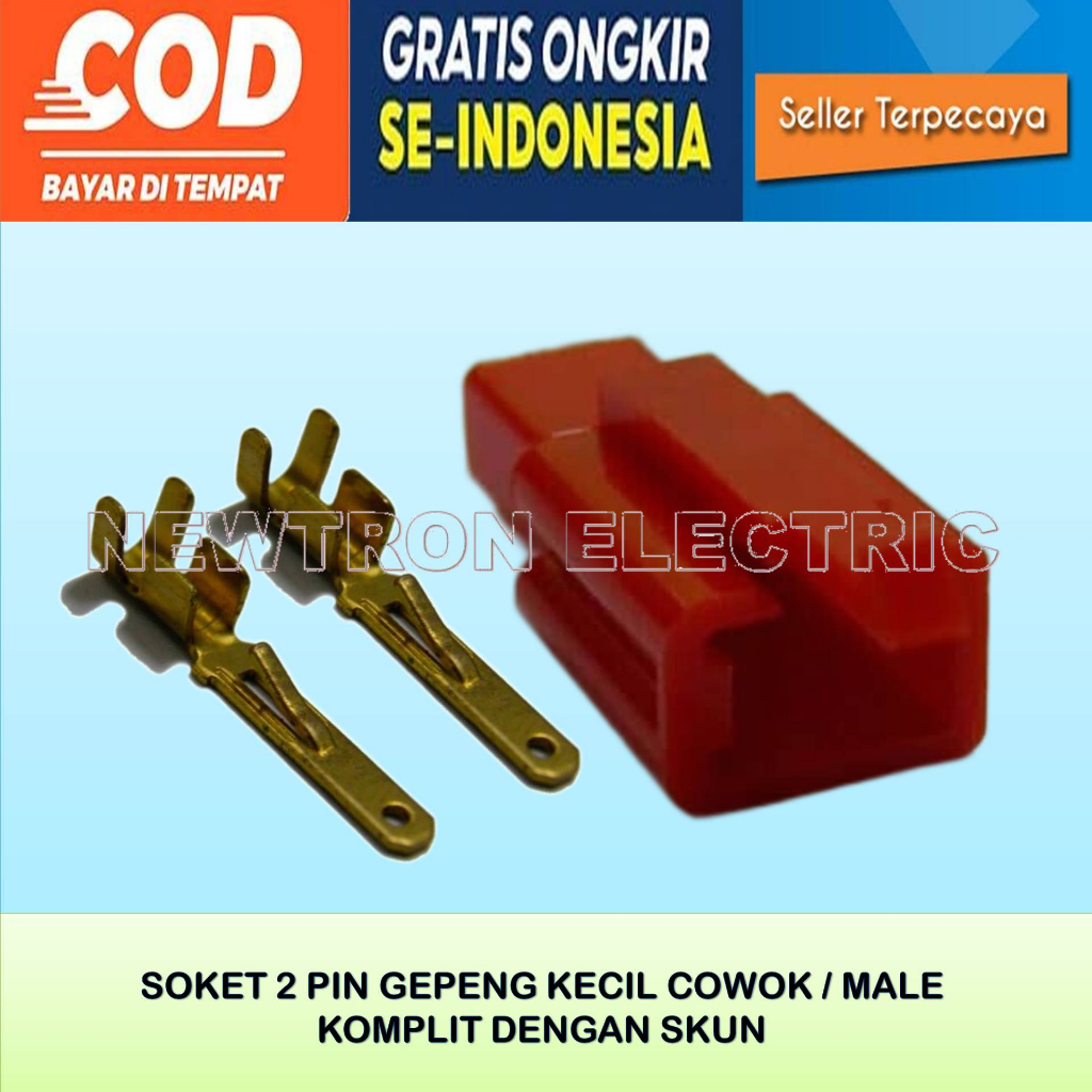 Jual Soket Kabel Gepeng Pin Kecil Cowok Male Original Komplit Dengan