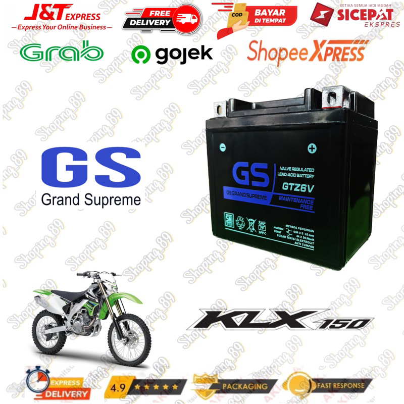 Jual AKI MOTOR KLX 150, GSX 150 GTZ6V GS (Grand Supreme) | Shopee Indonesia
