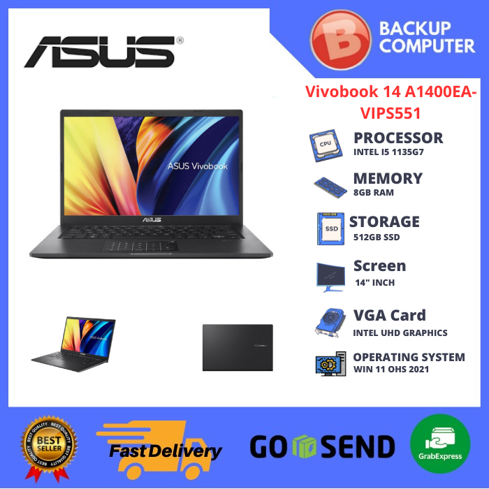 Jual LAPTOP ASUS VIVOBOOK 14 A1400EA-VIPS551/552 i5-1135G7 | Shopee ...