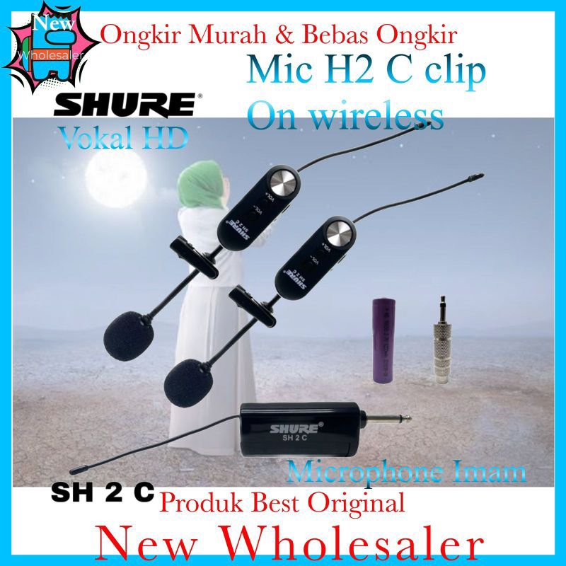 Jual Mic wireless SH2C Clip on Jepit HD Microphone Imam Besar SH 2 C