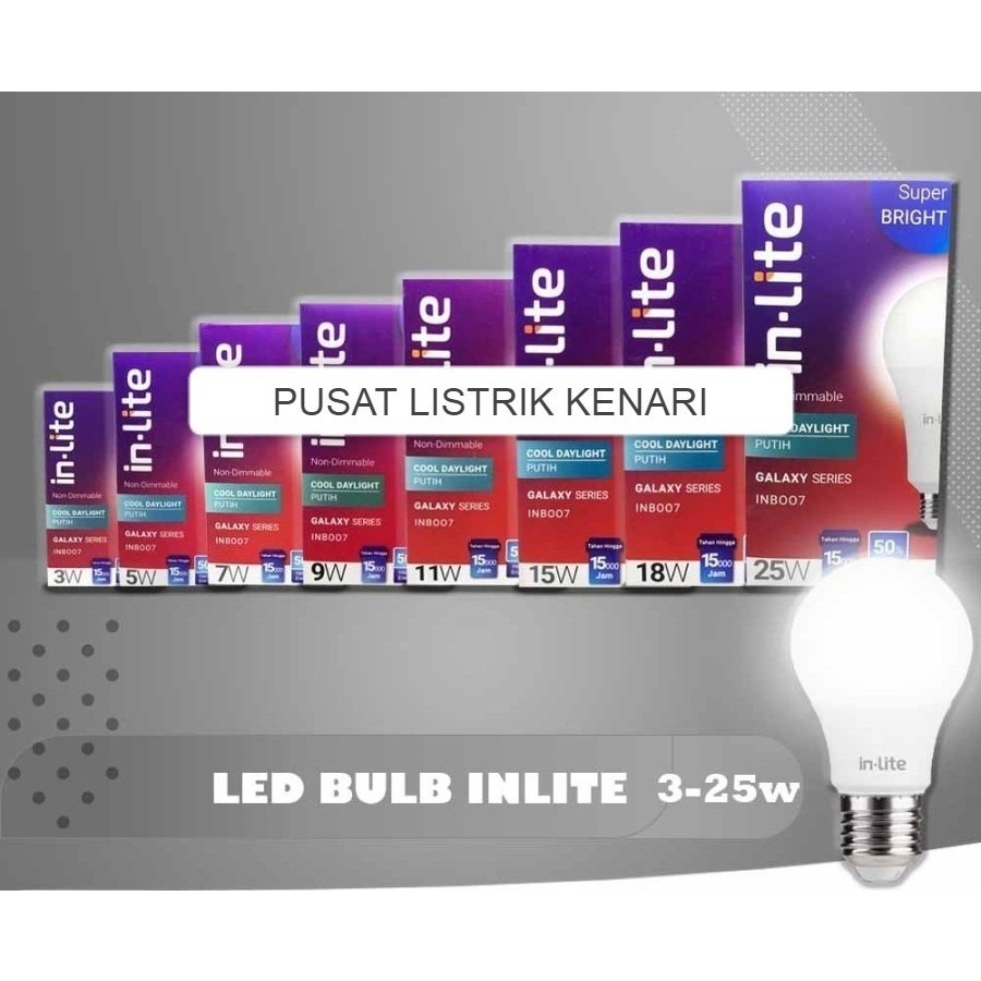 Jual Inlite Led Bulb Bohlam 9w 12w 15w 18w 25w 30w Inb007 Putih Kuning