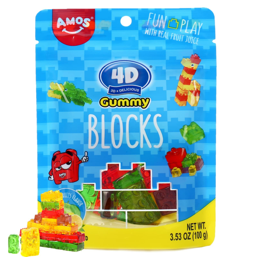 Jual Amos 4D 72GR Gummy Candy Blocks \/ Permen jelly Lunak \/ Permen 4D | Shopee Indonesia