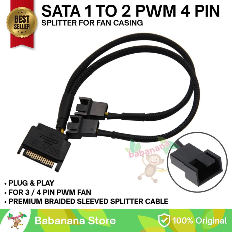 Jual Kabel Splitter Pwm 4 Pin 1 To 2 Sata Cable Cabang Hub Extension Shopee Indonesia 5898