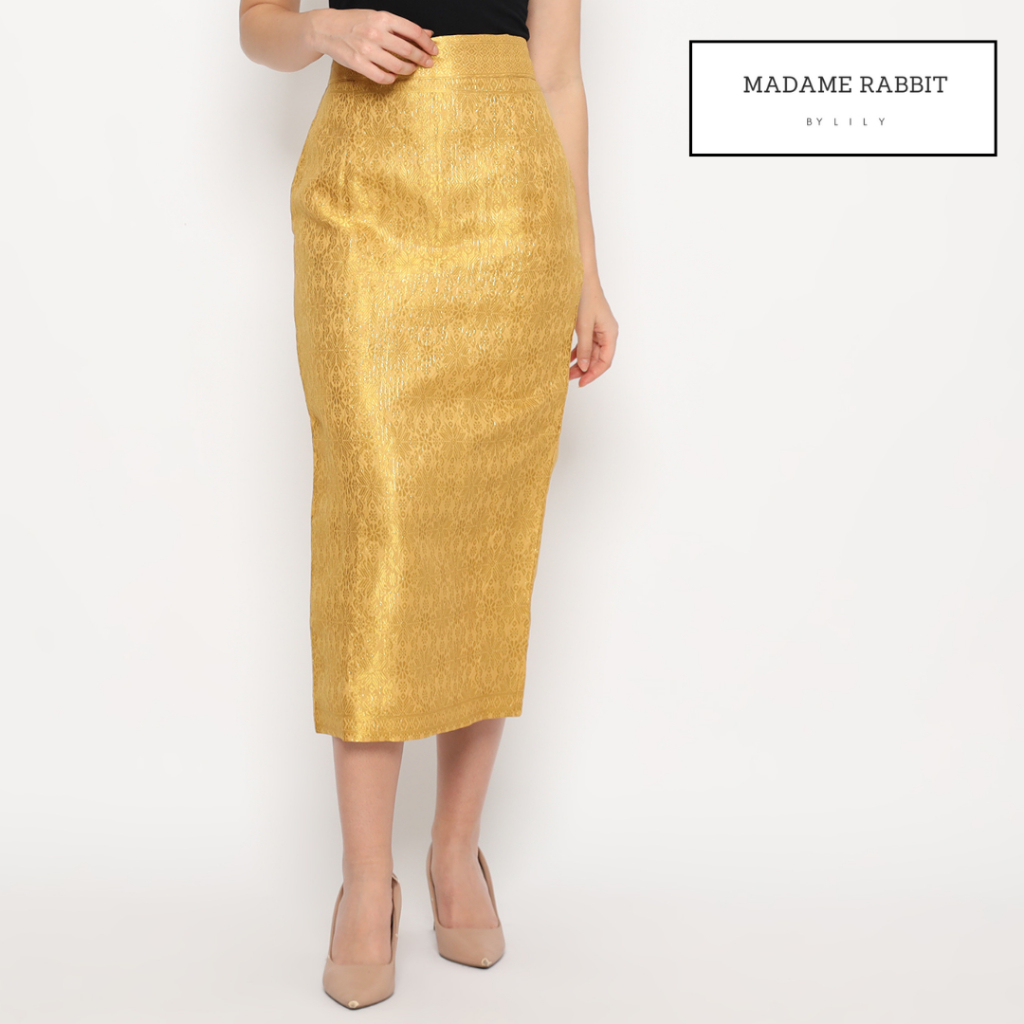 Jual Rok Panjang Pesta Madame Rabbit Songket Gold Furing Jahit Butik ...
