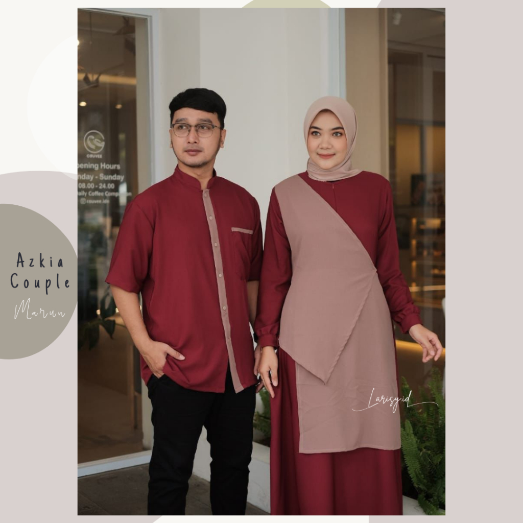 Jual Azkia Couple Sarimbit Baju Gamis dan Koko Dewasa Muslim Baju